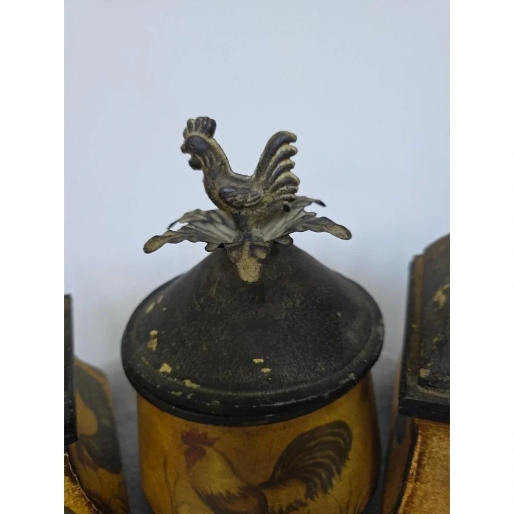 Vintage CBK Rooster Dinning & Bar Canisters Metal
